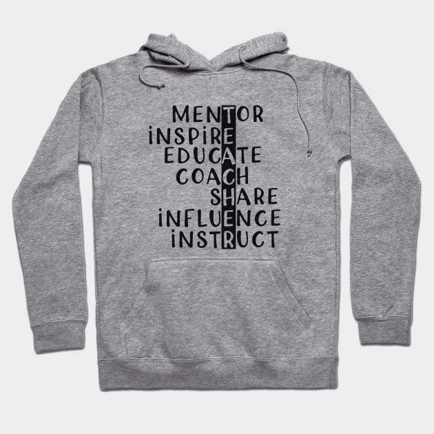 Teacher - Mentor Inspire Educate Coach Share Influence or instruct Hoodie by KC Happy Shop